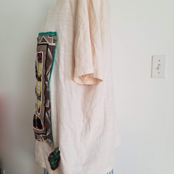 Terra & Sky Beaded Embroidery Hand-Stitched Textile Blouse - Picture 5 of 8